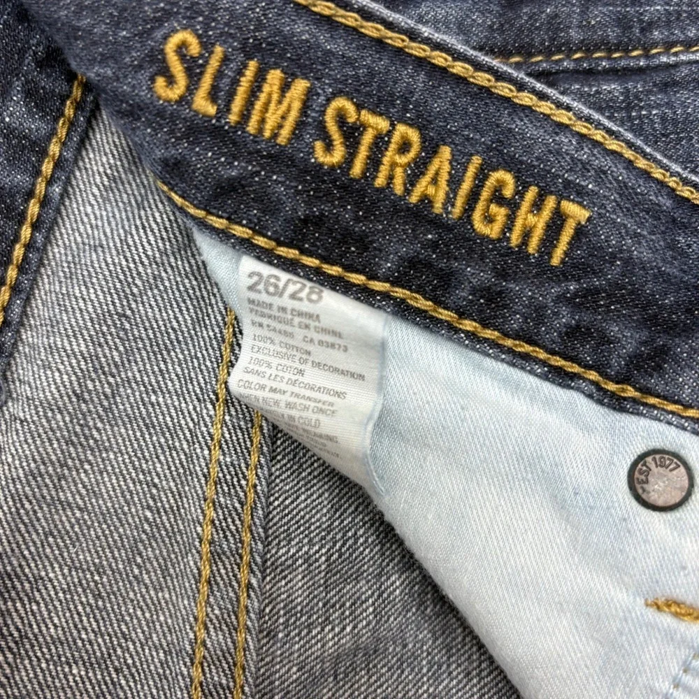 American Eagle Slim Straight Dark Wash Jeans Mens 26x28 100% Cotton Made In 2013